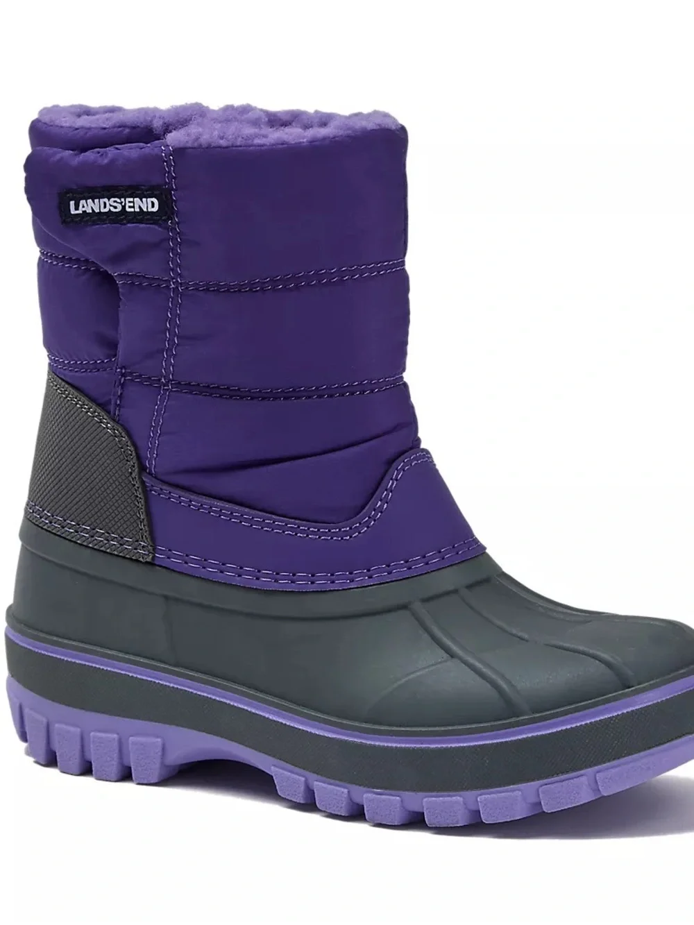 Lands' End Purple and Gray Kids Frost Insulated Waterproof Snow Boots